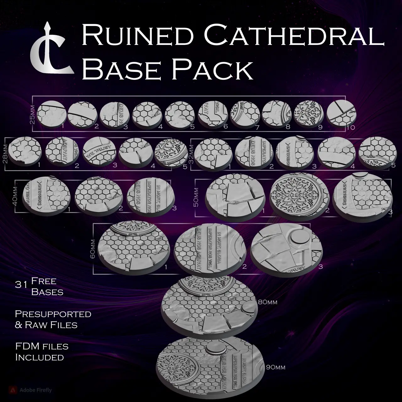 Free - Ruined Cathedral Base Pack(25mm-90mm) - Presupported — modelo 3D
