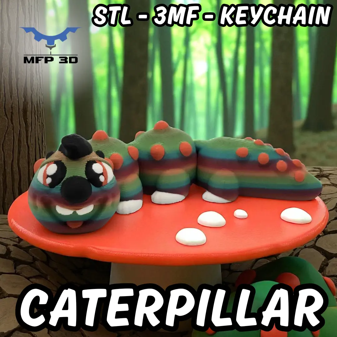 ARTICULATED CATERPILLAR MFP3D -NO SUPPORT - PRINT IN PLACE - SENSORY TOY - FIDGET — modelo 3D