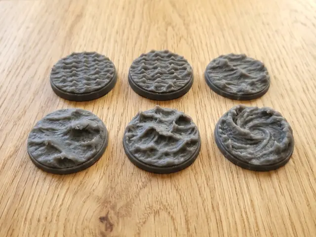 Water Texture Miniature Bases - 32mm — modelo 3D