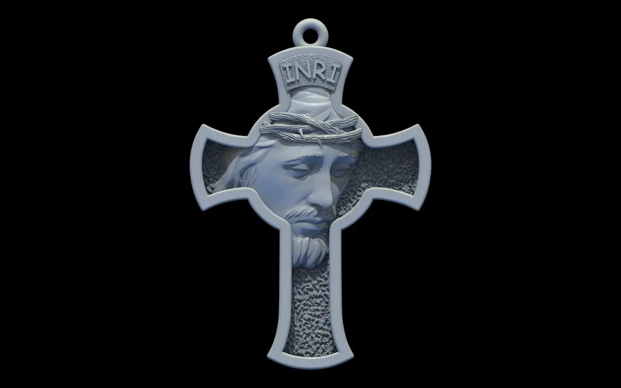 Jesus Cross pendant medallion jewelry 3D print model — modelo 3D