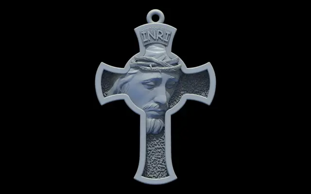 Jesus Cross pendant medallion jewelry 3D print model — modelo 3D
