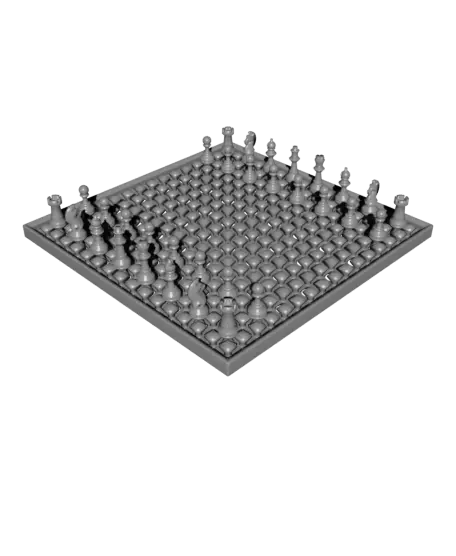 Print-in-Place Chess Set with Captive Pieces — modelo 3D