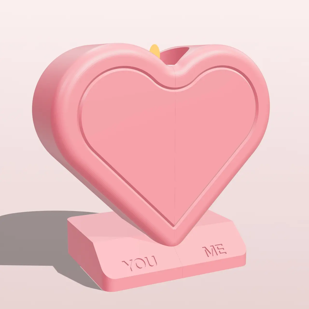 Two Hearts Magnetic Couple Bookends – "YOU" & "ME" Halves Snap into One Heart LED Tea Light Holder — modelo 3D