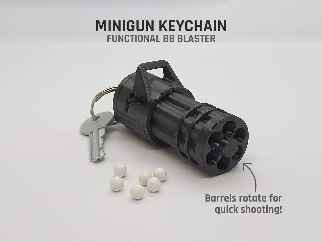 Minigun Keychain — Functional BB Blaster — modelo 3D