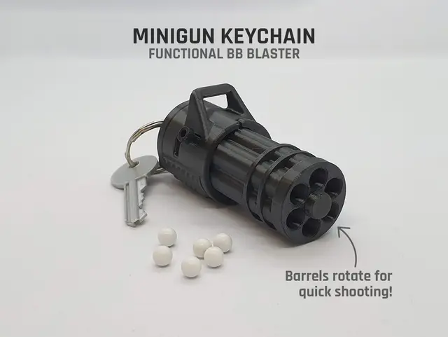 Minigun Keychain — Functional BB Blaster — modelo 3D