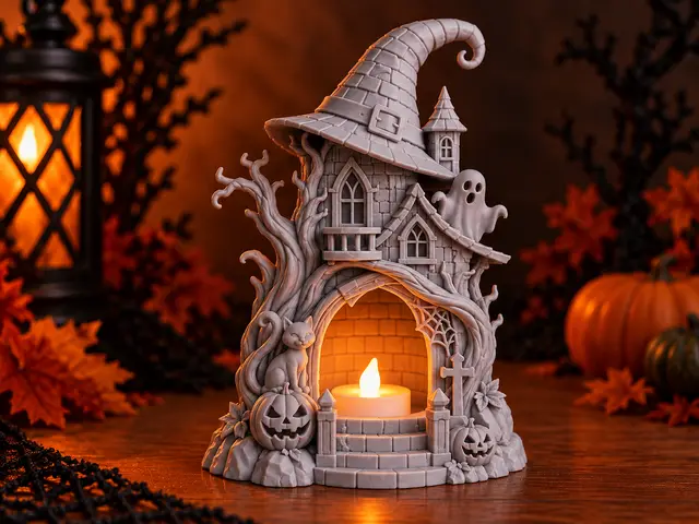 Witch’s Haunted House LED Tealight Holder — modelo 3D