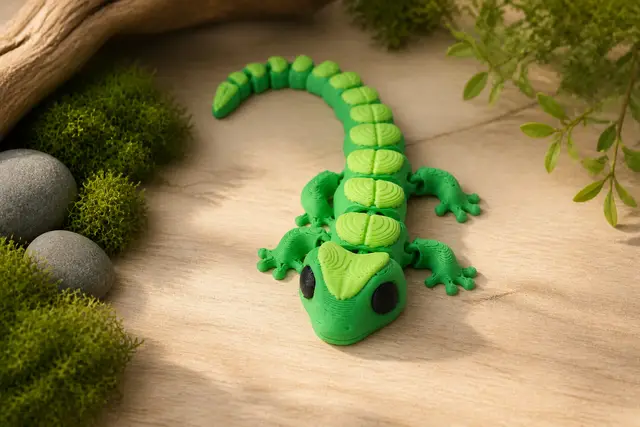 Leaf Lizard Flexi Toy – Articulated Nature Fidget — modelo 3D