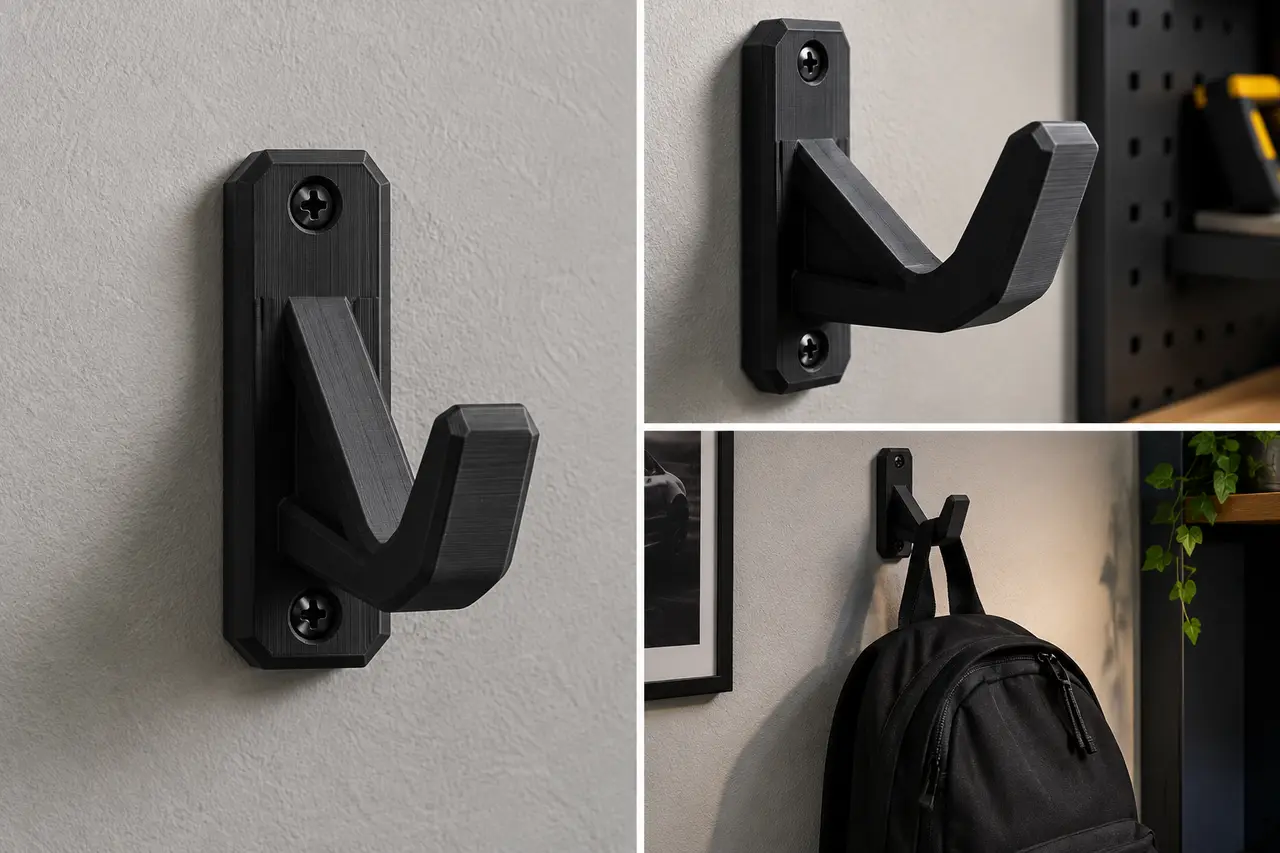Heavy-Duty Wall Hook – Reinforced 3D Printable Storage Hanger — modelo 3D