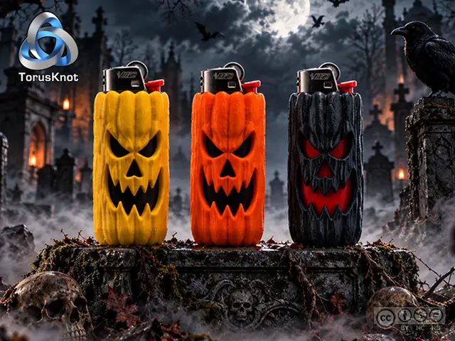 Jack-o'-Flame BIC Lighter Cover Sleeve - Halloween Edition — modelo 3D