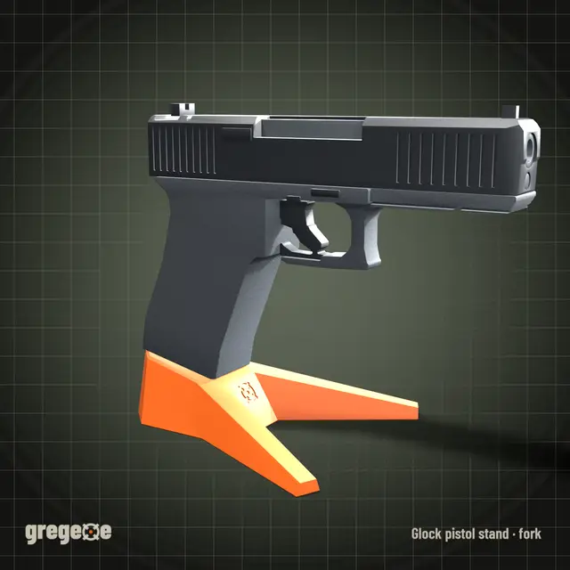 Airsoft Pistol Stand for Glock | Fork Base | Fits the Mag Well | No Supports — modelo 3D