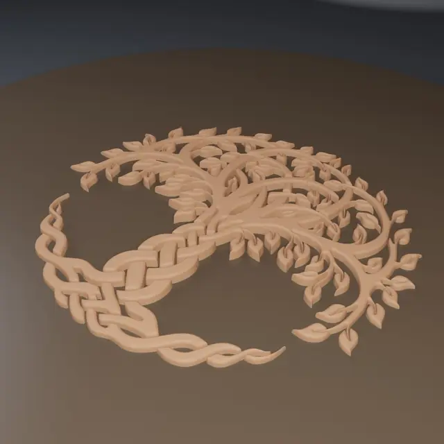Tree of Life (Yggdrasil) - Sacred Roots Wooden Medallion — modelo 3D