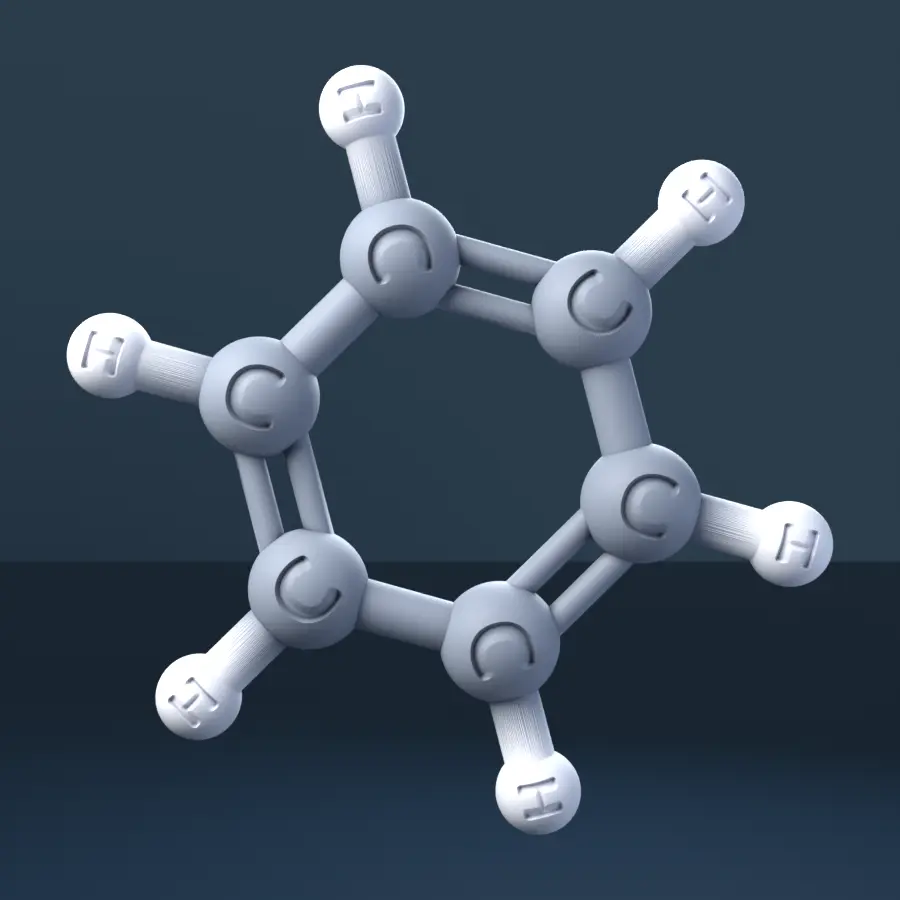 Benzene 3D Molecular Model — CAS 71-43-2 — modelo 3D