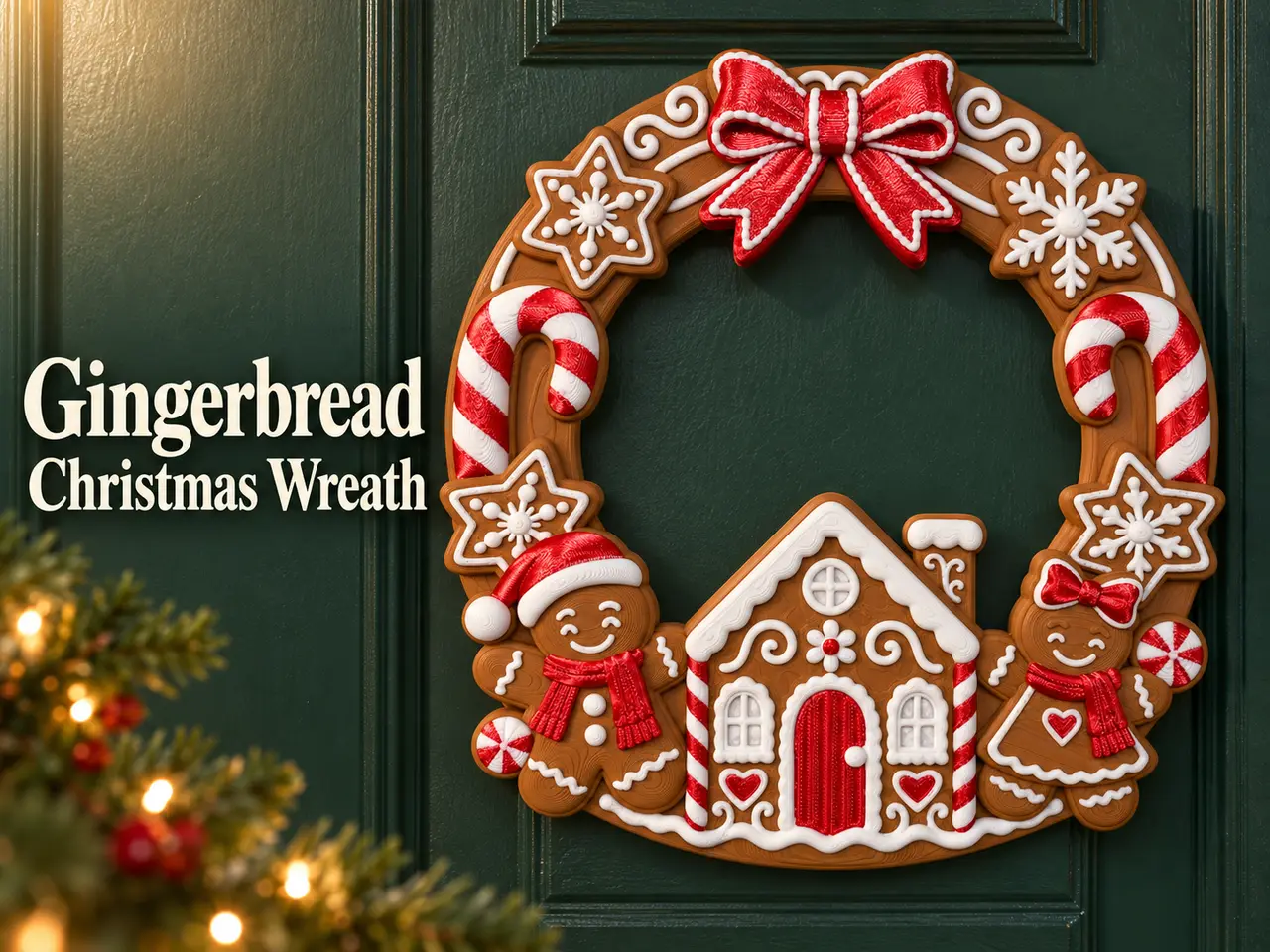 Gingerbread Christmas Wreath | Candy Cottage — modelo 3D
