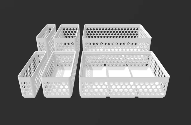 Gridfinity Hex Bins Light all sizes — modelo 3D