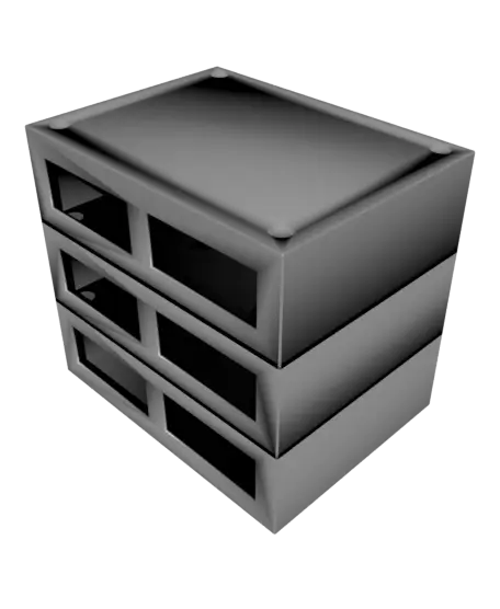 Gridfinity Drawer Cabinet with 3x4 standard height bin grid — modelo 3D