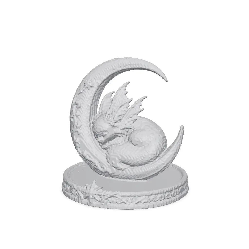 Dragon on Crescent Moon - SupaVoxel AI — modelo 3D