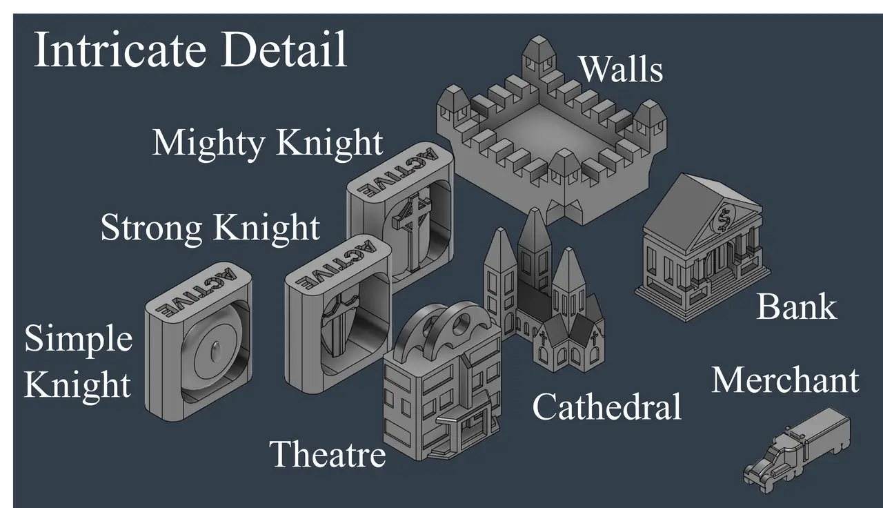 Catan Cities and Knights Expansion Upgraded Game Pieces — modelo 3D