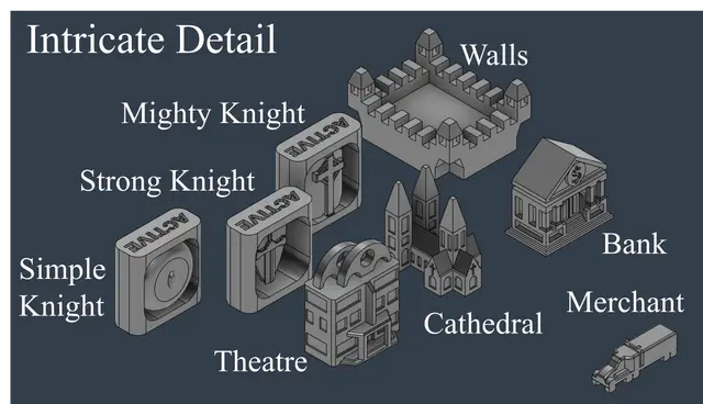 Catan Cities and Knights Expansion Upgraded Game Pieces — modelo 3D