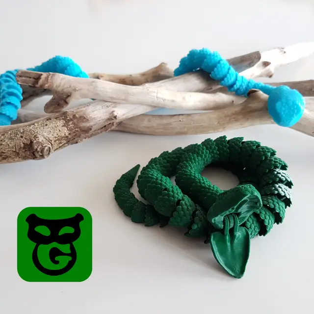 Biting Snake Flexi V3 – Print-in-Place Articulated Snake — modelo 3D