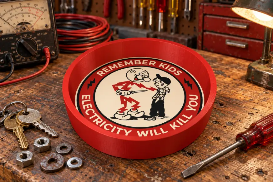 Remember Kids: Electricity Will Kill You – Retro Catch-All Tray — modelo 3D