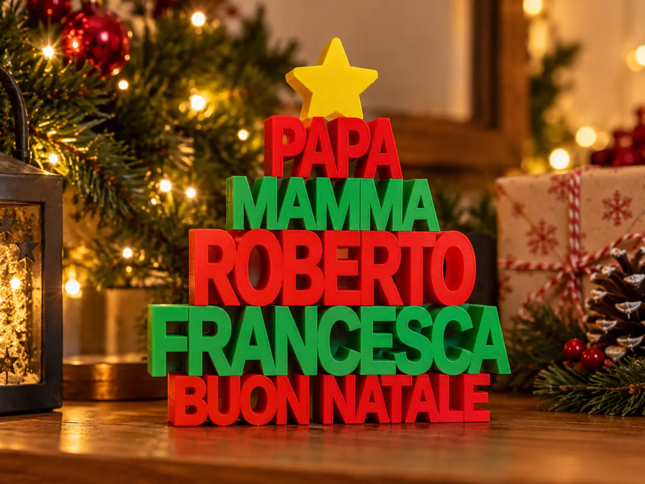 Albero Natale Custom 3D con Nomi Christmas No AMS — modelo 3D
