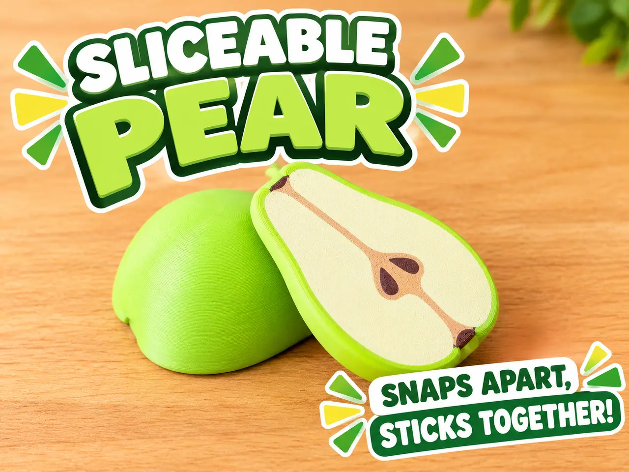 Sliceable magnetic pear toy — modelo 3D