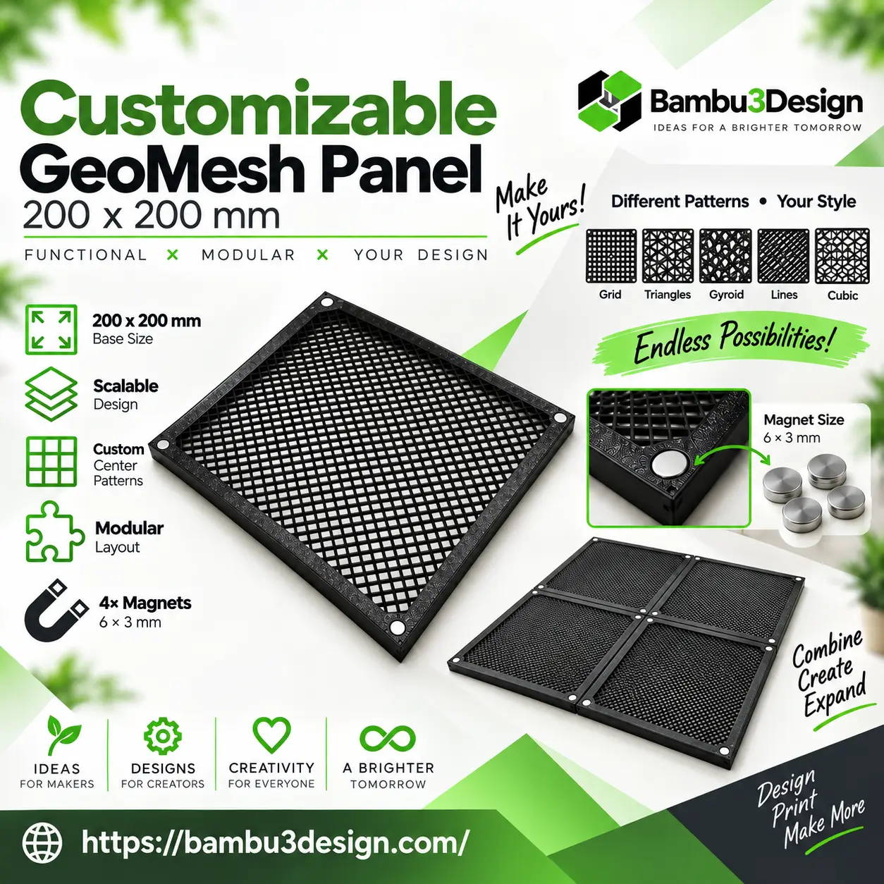 Customizable GeoMesh Panel 200x200 — modelo 3D