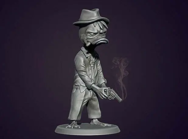 Duck detective with a gun — modelo 3D