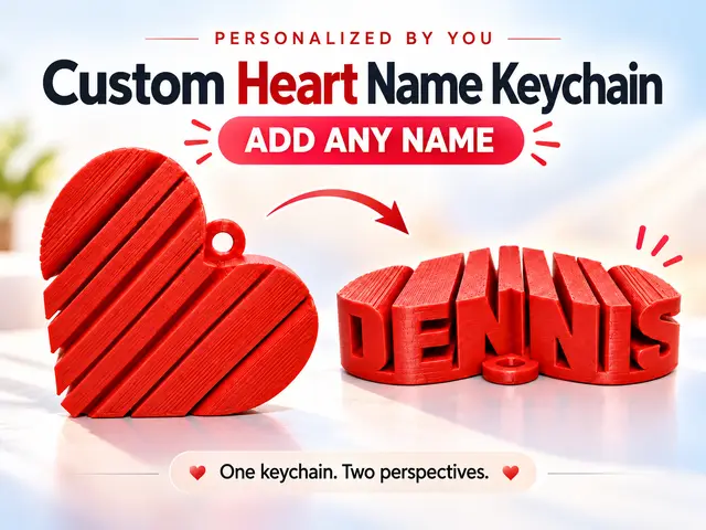 Customizable Heart Name Keychain — modelo 3D