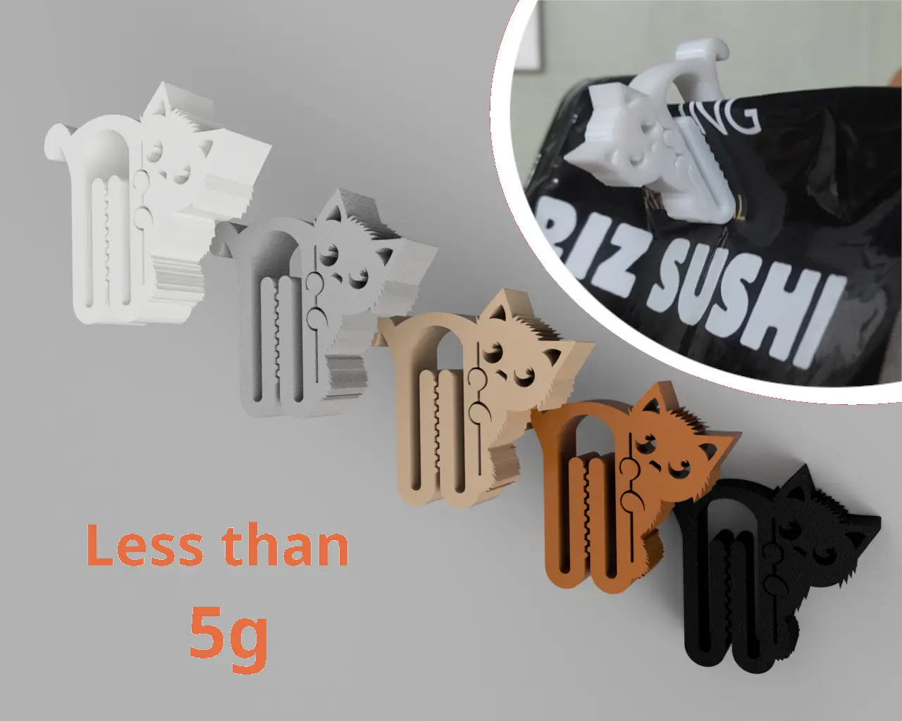 Small Clip with cuty cat shape - for bag & other packaging / No support — modelo 3D
