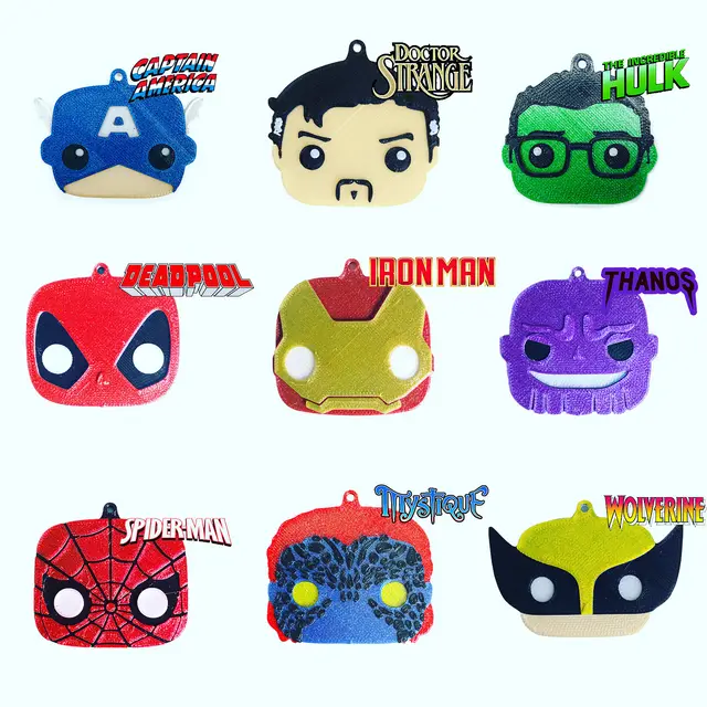 Super Heroes/ Villains Keychains Funko Pop Style — modelo 3D