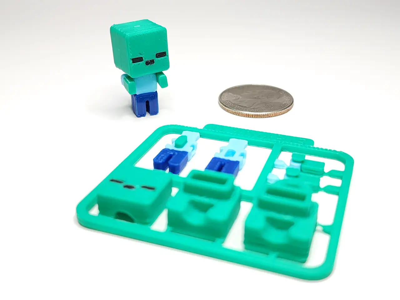 Minecraft-inspired Zombie Mini Figure Kit Card/ Keychain — modelo 3D
