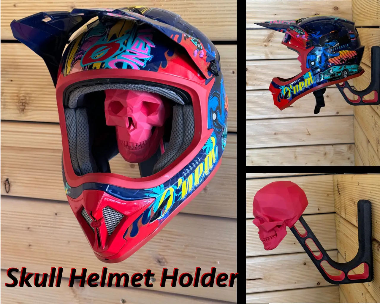 Helmet holder low-poly skull remix — modelo 3D