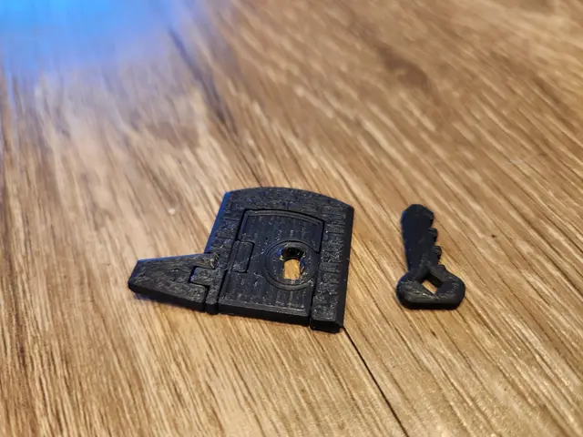 Hinged & Locking Meeple Door & Key - Folds Flat - Fully Assembled - No Supports — modelo 3D