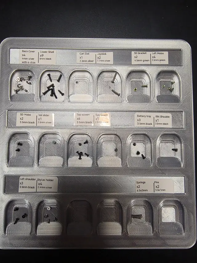 Magnetic screw tray and organiser for electronics repair - optimised for 3DS — modelo 3D