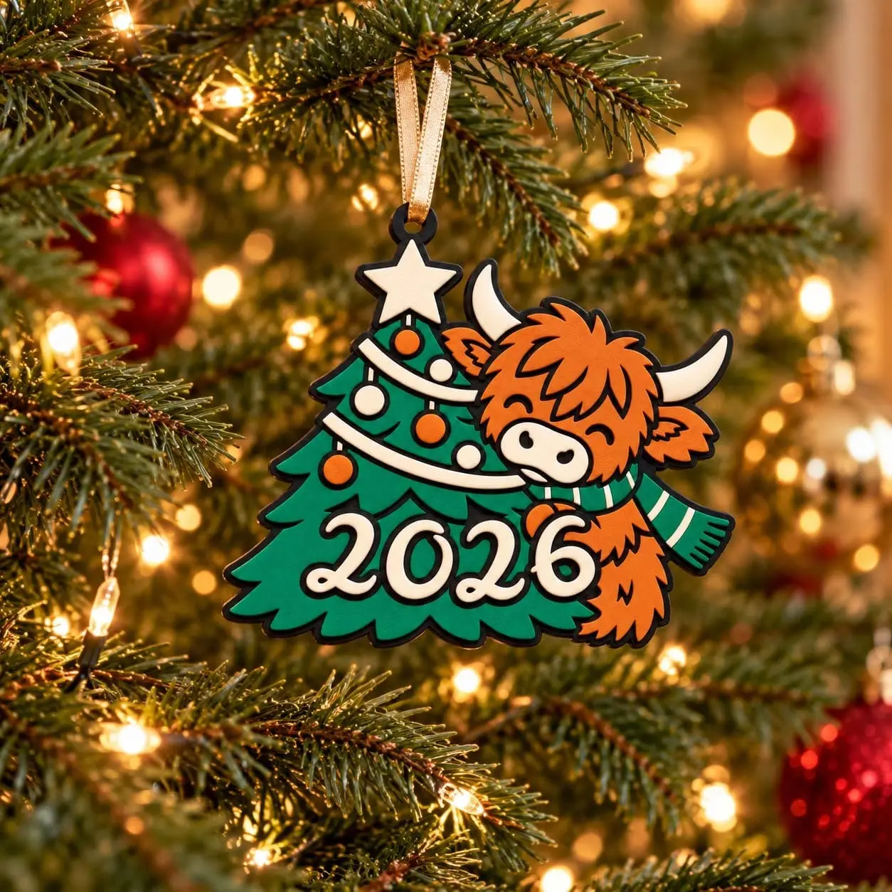 Highland Cow Christmas Tree Ornament — modelo 3D
