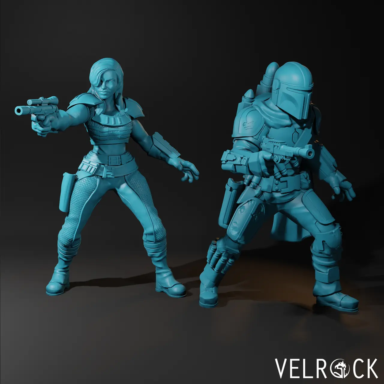 Din Djarin and Cara Dune - Star Wars The Mandalorian (PRESUPPORTED) — modelo 3D