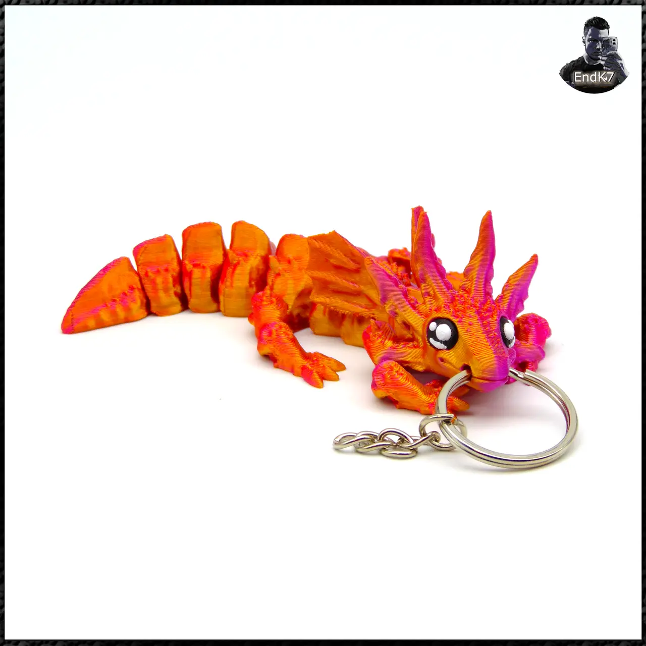 Dragon Axolotl V2 Keychain - Multicolor - Print in Place — modelo 3D