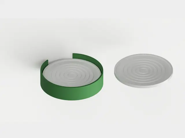 Ripple Coaster Set with Holder – Modern Drink Coasters, No Supports — modelo 3D