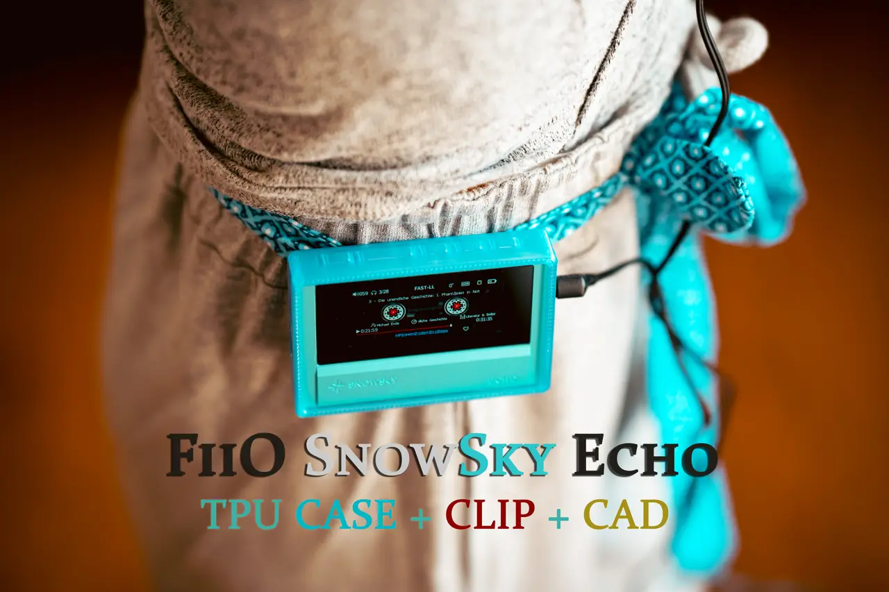 FiiO Echo SnowSky (not mini) Case + Clip + STEP — modelo 3D