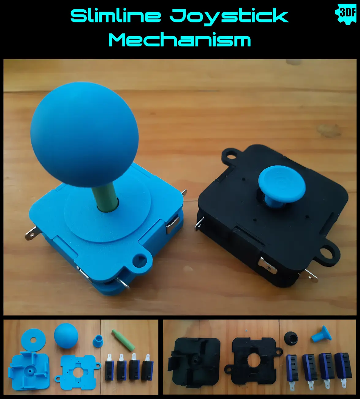 Slimline Joystick Mechanism - 19mm thick - Good for a Thumbstick — modelo 3D