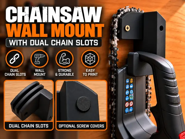 Chainsaw Wall Mount with Dual Chain Slots — modelo 3D