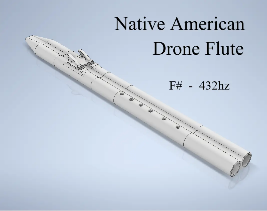Native American Drone Flute (F# , A=432hz) — modelo 3D