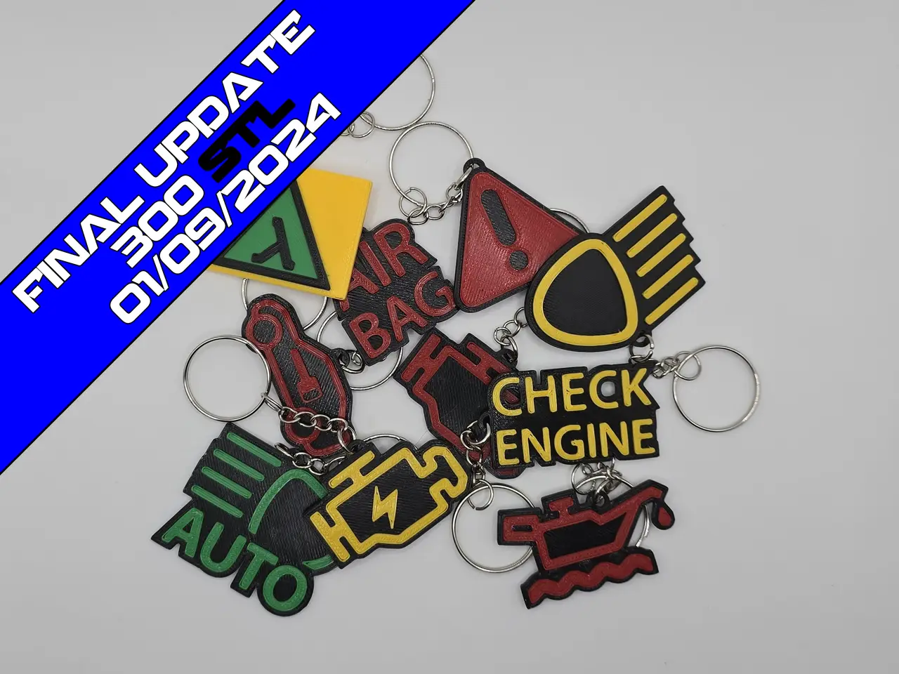 FINAL 300 Car Dashboard Symbols Keychains - MASTER COLLECTION — modelo 3D