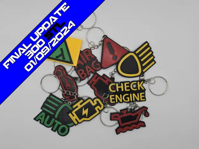 FINAL 300 Car Dashboard Symbols Keychains - MASTER COLLECTION — modelo 3D