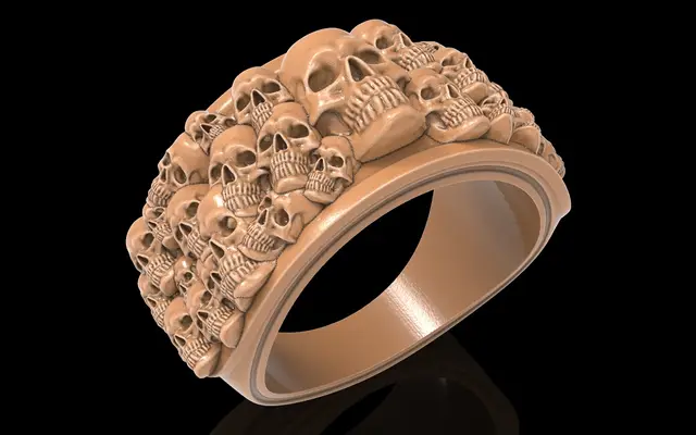 Skull ring skeleton ring jewelry 3D print model — modelo 3D