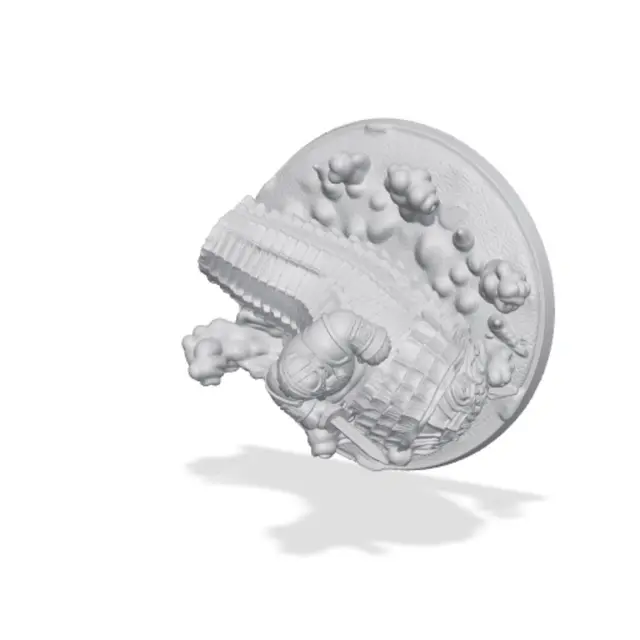 Dwarf Warrior on Giant Worm Fantasy Miniature — modelo 3D