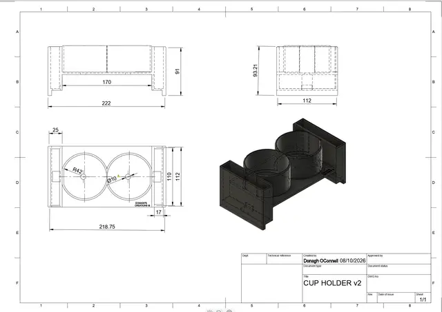 Peugeot Partner 2016 Cup Holder — modelo 3D
