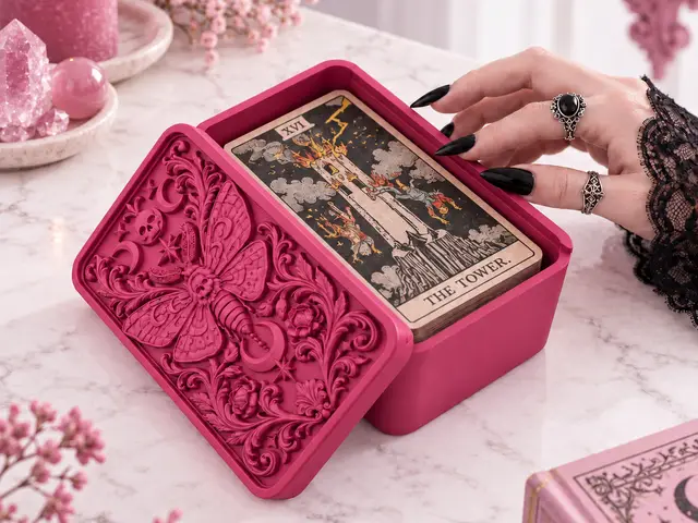 Goth Death's Head Moth Tarot Box with Baroque Lid — modelo 3D