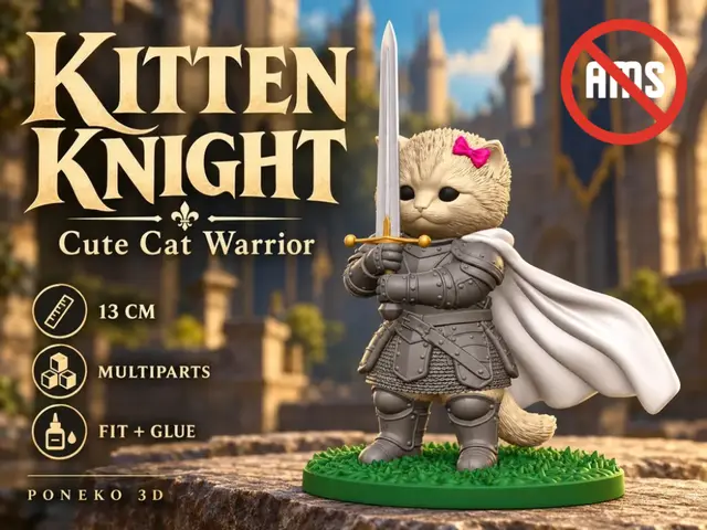 Kitten Knight – Warrior cat Multipart Figure — modelo 3D